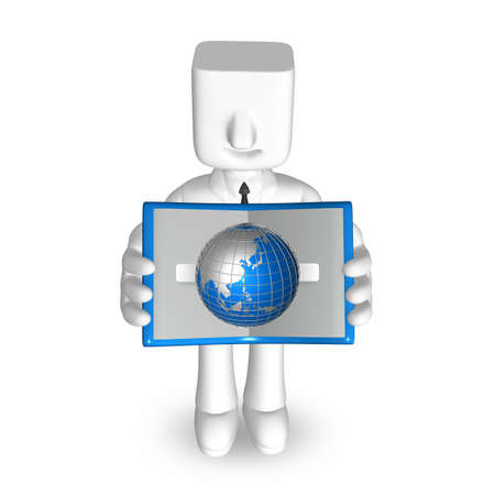 one 3d business man showing by pop up bookの写真素材