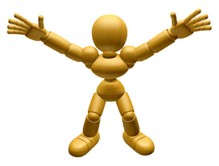 3D Wood Doll Mascot has been directed towards document. 3D Wooden Ball Jointed Doll Character Design Series.の写真素材