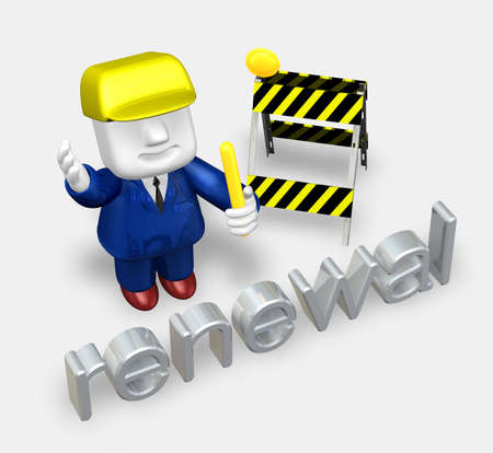 3d repairman under construction with illuminating stickの写真素材