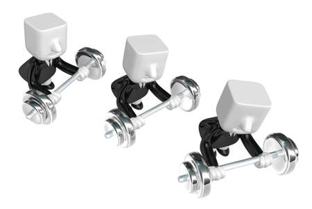 3d Businessman the lifting heavy weight. 3D Square Man Series.の写真素材