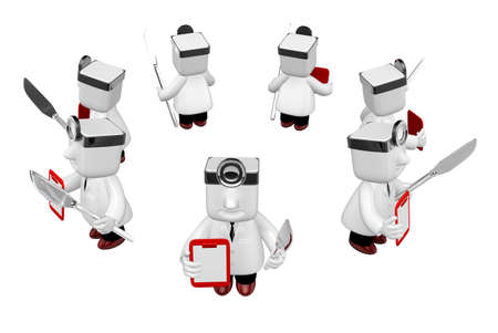 3d medical doctor man with his knife. 3D Square Man Series.の写真素材