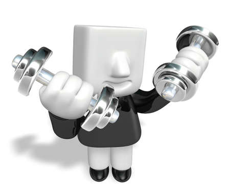 3d man holding their dumbbell togetherの写真素材