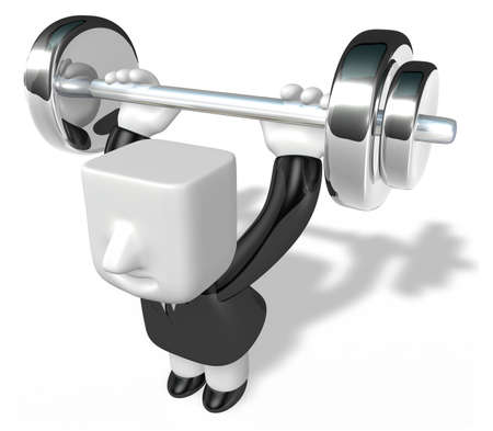 3d man holding his metal big barbellの写真素材