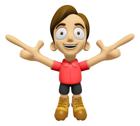 3D Man Mascot is fighting gestures. Work and Job Character Design Series 2.