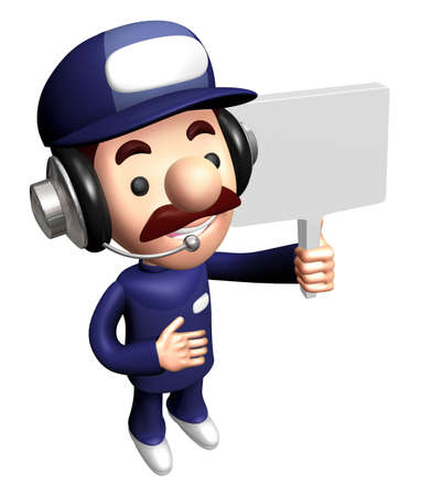 3D Specialist Mascot is holding a Picket.の写真素材
