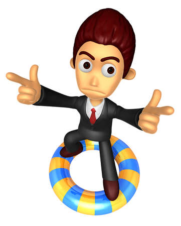 3D Business man Mascot To point the finger at you with both hands dip tube ride. Work and Job Character Design Series.の写真素材