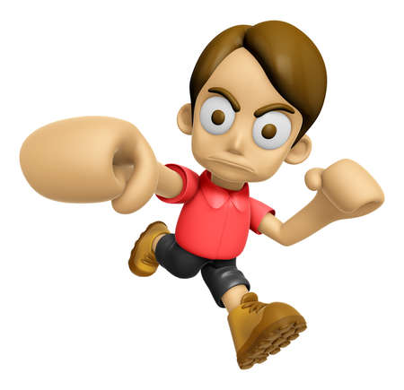 3D Man Mascot is fighting gestures. Work and Job Character Design Series 2.の写真素材