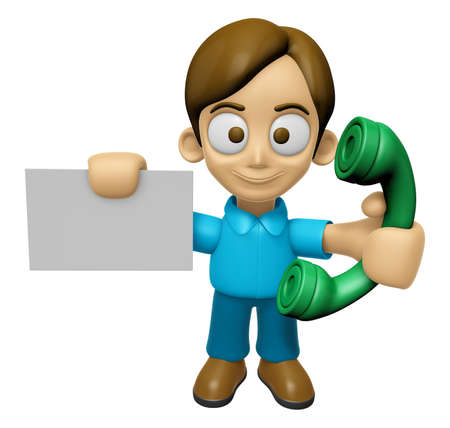 3D Man Mascot just calls me back when you have more time. Work and Job Character Design Series 2.の写真素材