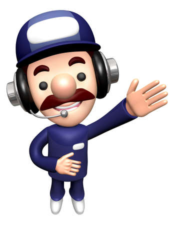 3D Mechanic Mascot is a guide gesture.の写真素材