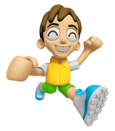 3D Child Mascot on Running. Work and Job Character Design Series 2.の写真素材