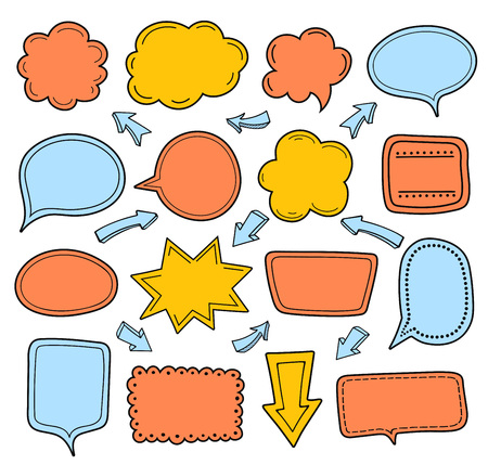 Empty colorful dialogue clouds. Bubble collection. Cartoon style. Vector illustration.のイラスト素材