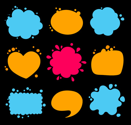 Colorful empty speech balloon collection. Set of talking cloud. Cartoon style. Vector illustration.のイラスト素材