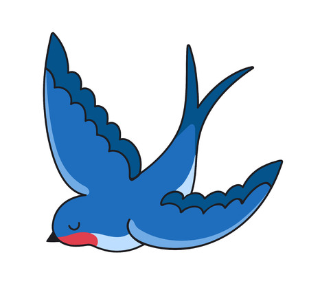 Swallow blue bird. Cute simple vector illustration.のイラスト素材