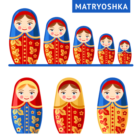 Russian nesting doll. Matryoshka. Vector flat illustrationのイラスト素材