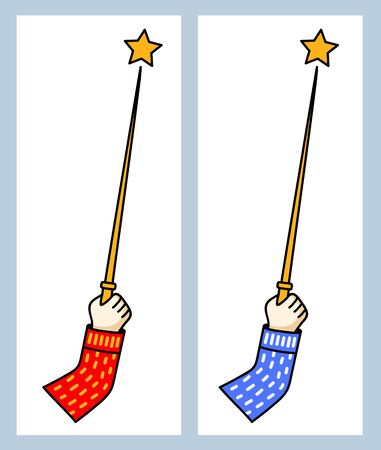 Hand holding a magic wand. Simple symbol. Vector cartoon icon.のイラスト素材