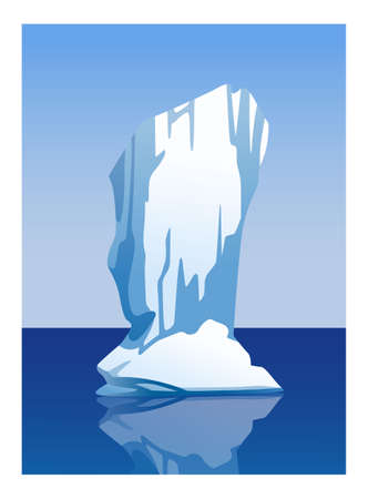 Iceberg, glacier, block of ice, snow mountain. Simple vector illustration, flat emblem,   icon. Arctic, Antarctic and North Pole landscape element.のイラスト素材