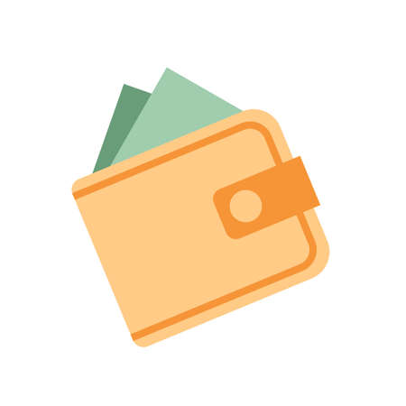 Money wallet with green paper dollars, cash. Simple vector cartoon flat illustration.のイラスト素材