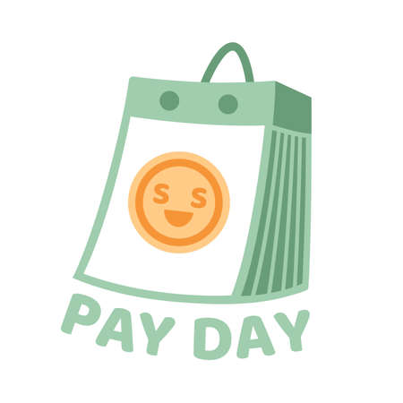 Payday calendar simple icon. Salary receiving day, monthly payments date, getting wage. Finance incoming concept. Vector flat illustration.のイラスト素材