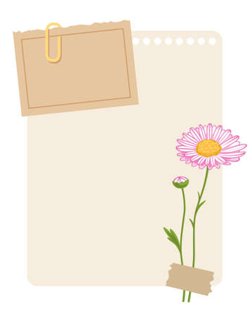 Vintage wish list template decorated with daisy flower. Printable to do list, business organizer page, paper sheet. Journal and planner design vector illustration.のイラスト素材