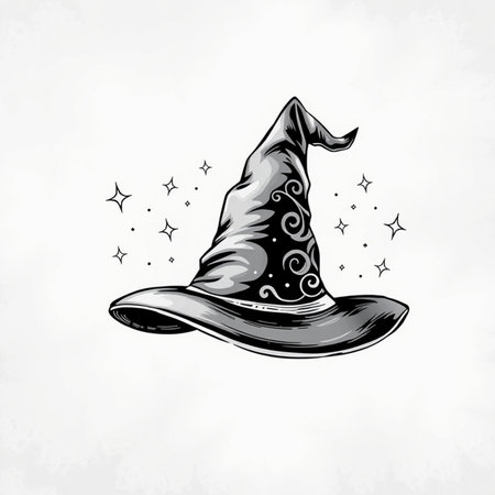 Illustration of a witch's hat on white background. Vector illustration.