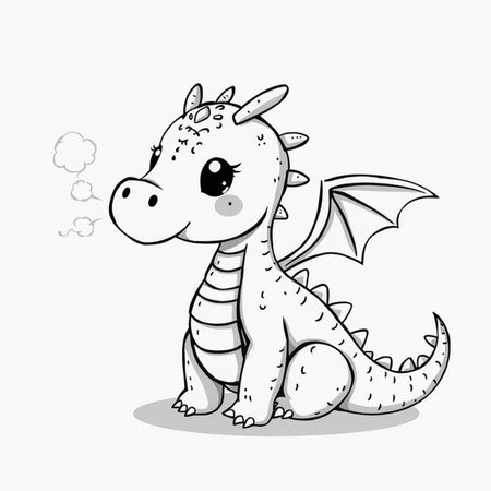 Cute cartoon dragon isolated on a white background. Vector illustration.の写真素材