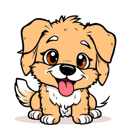 Cute cartoon dog. Vector illustration isolated on a white background.の写真素材