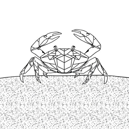 Crab on the beach. Black and white vector illustration of a crab.の写真素材