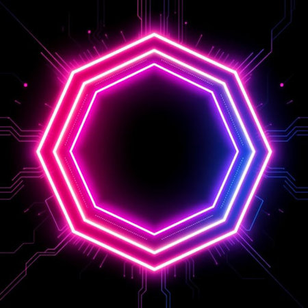Neon hexagon on black background. Vector illustration. Eps 10の写真素材