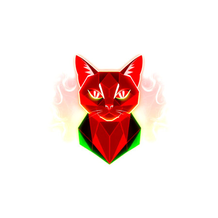Vector illustration of a red cat with a diamond on a white backgroundの写真素材