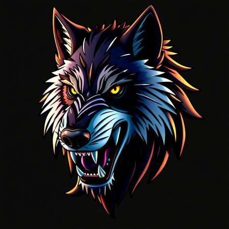 Wolf head mascot. Vector illustration of wolf head on black background.