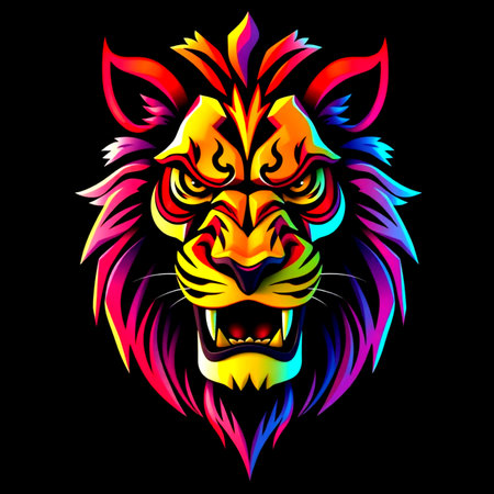 Tiger head on a black background. Vector illustration for your designの写真素材