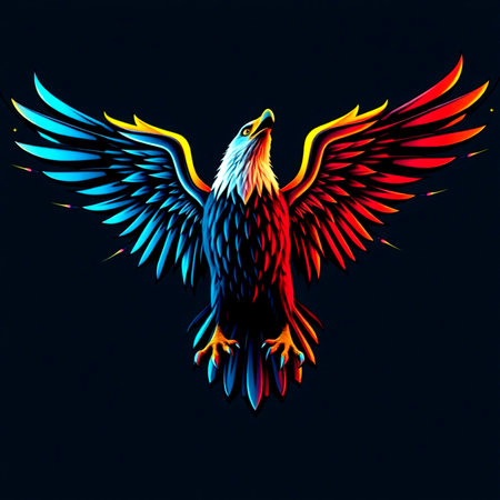Colorful eagle isolated on black background. Vector illustration for your designの写真素材