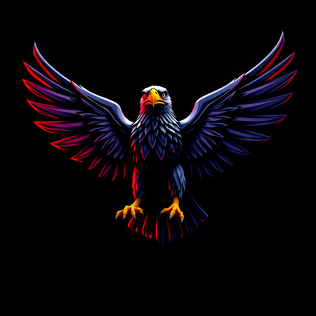 Eagle vector illustration on black background. 3d eagles.の写真素材