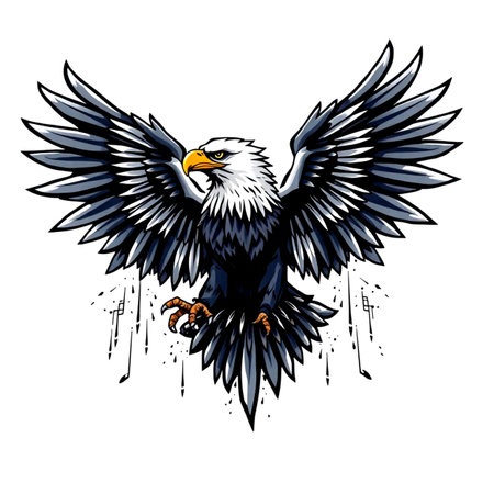 Bald eagle flying in the air. Vector illustration on isolated background.