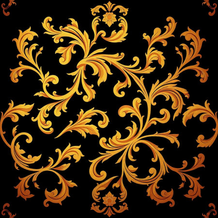 Seamless pattern with gold ornament on black background. Vector illustration.の写真素材