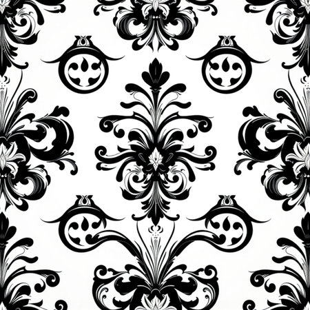 Seamless black and white damask pattern, vector illustration.の写真素材