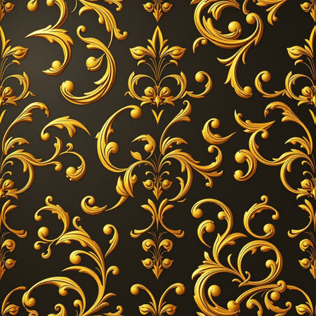 Seamless pattern with gold ornament in baroque style.