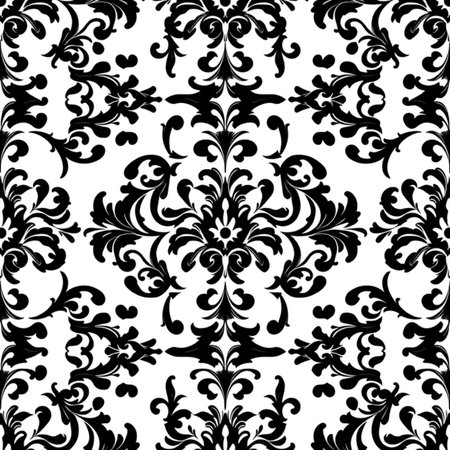 Seamless black and white damask pattern. Vector illustration.の写真素材