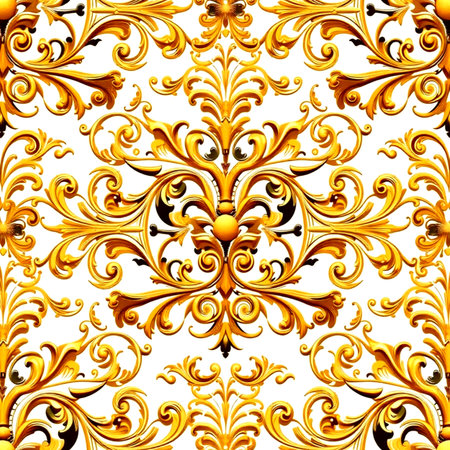 Seamless pattern with gold ornament in baroque style.
