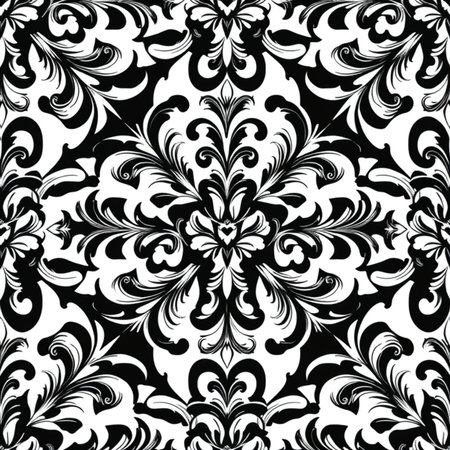 Damask seamless pattern. Vector illustration. Black and white background.の写真素材