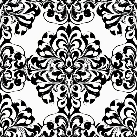 Seamless black and white damask pattern. Vector illustration.の写真素材