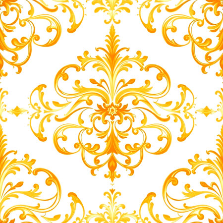 Seamless pattern with gold ornament on white background. Vector illustration.の写真素材