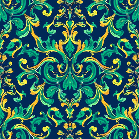 Seamless pattern with baroque ornament. Vector illustration.