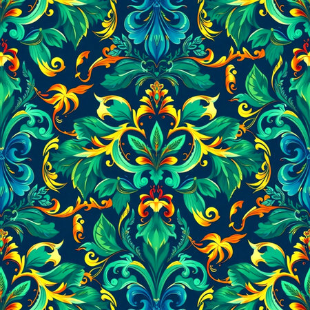Seamless pattern with ornate floral ornament. Vector illustration.