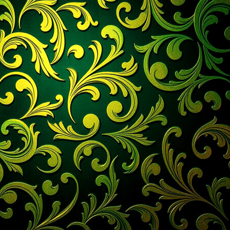 abstract green background with floral ornament. 3d illustration, 3d rendering