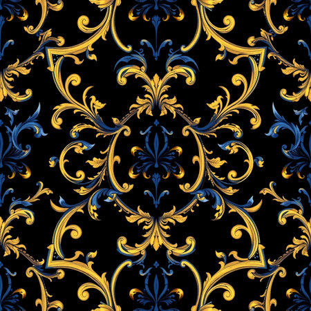 Seamless pattern with golden baroque ornaments. Vector illustration.の写真素材
