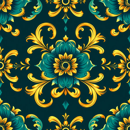 Seamless pattern with vintage floral ornament. Vector Illustration.