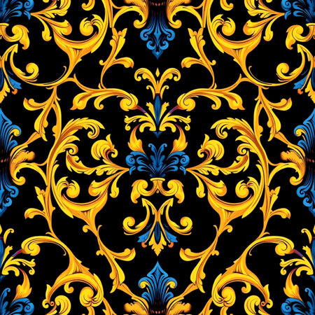 Seamless pattern with damask ornament. Vector illustration for your design