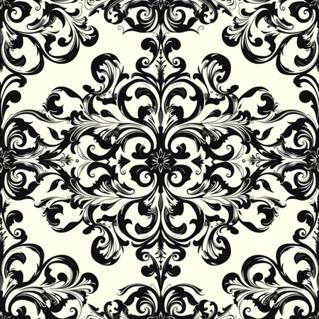 Seamless black and white damask pattern. Vector illustration.の写真素材