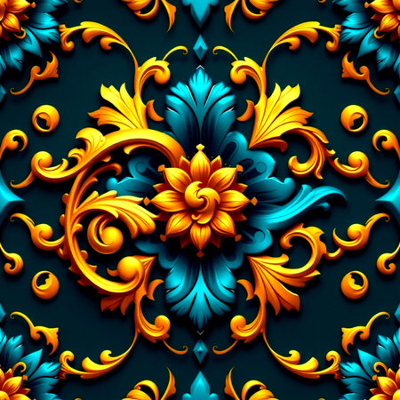 3D render of plastic background with embossed abstract ornament pattern on leatherの写真素材